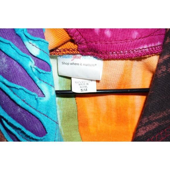 Greater Good Network Boho Patchwork Hoodie S/M – Handmade in Nepal – 100% Cotton - Picture 3 of 6